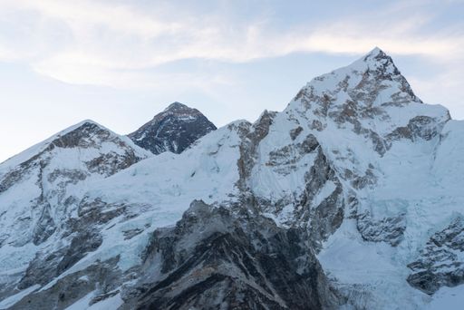 A beautiful shot of mountain peaks covered in snow