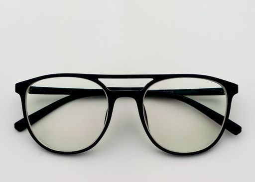 black frame anti-scratching technology anti glare spectacles glasses made of acetate material on white background