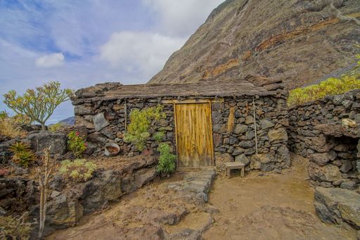 Exterior of Abandoned Stone Made Houses In a Medieval Village El Hierro Island Spain