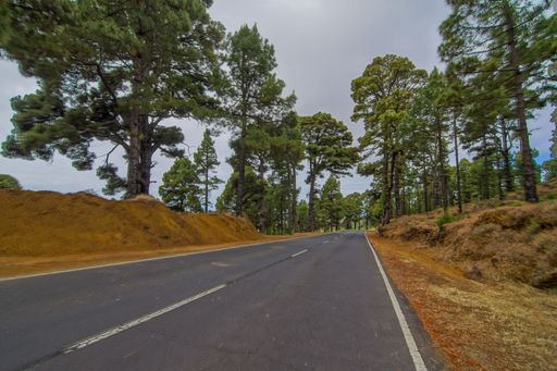 Long Empty Desert Asphalt Road in El Hierro Canary Islands Spain