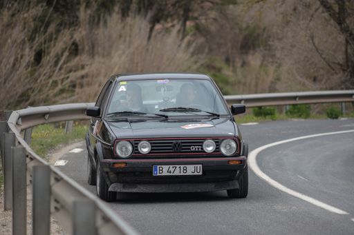 Classic german car in the asphalt rally. Volkswagen Golf Mk 2