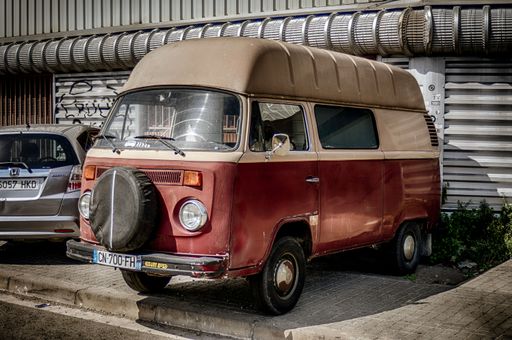 Nice classic vintage van in the street. Volkswagen T2