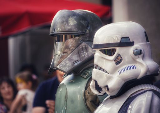 People cosplaying the Stormtroopers from Star Wars at Fantasy fest Fuenlabrada