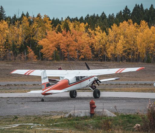 A Plane parked at 108 Mile Airport BC, Canada