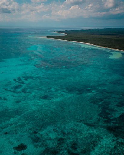 An aerial view of the Cozumel island, Quintana Roo, Mexico