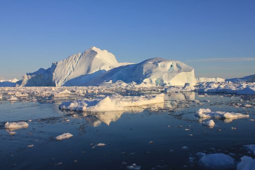 The icebergs floating in ocean in Ilulissat, Greenland