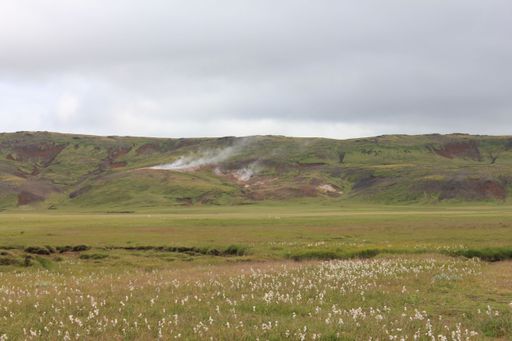 The beautiful landscape with green vale and hills. Selfoss, Iceland.