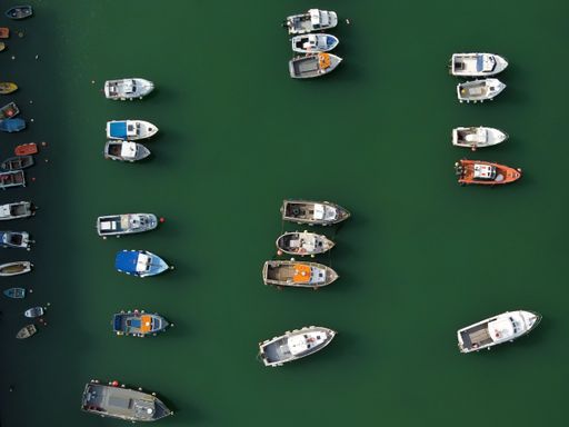 A aerial view of Folkestone Harbour, beautiful green water
on a sunny day.