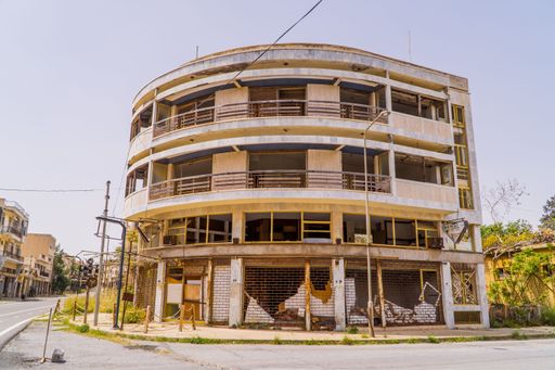 The abandoned building in the beach resort of Maras. Varosha, Cyprus.