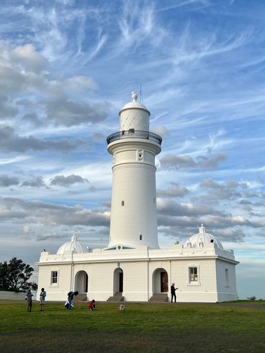 A low-angle shot of the Macquarie Lighthouse, Sydney, Australia