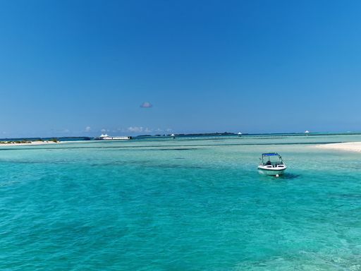 An aerial view of a beautiful sea on a sunny summer day