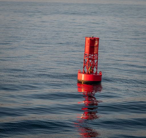 A red buoy off the coast of Cape Cod