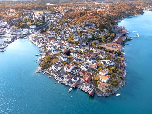 A calm ocean near Grimstad City in South Norway