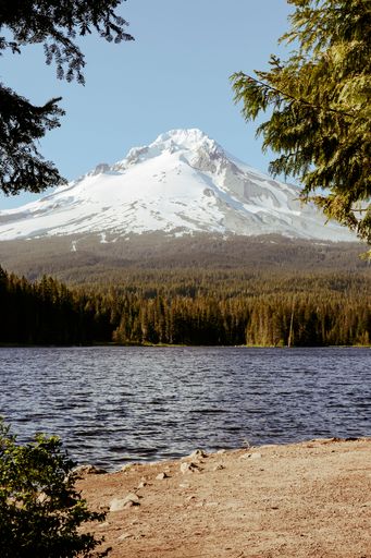 The Trillium Lake and Mount Hood, Oregon, USA, vertical