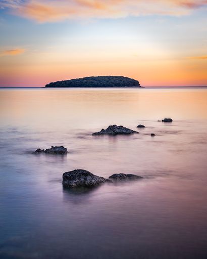 A vertical shot of colorful silence, Adriatic sea at Croatia coas.