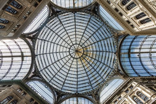 The round shape roof glass in Galleria Vittorio Emanuele II Milano Italy