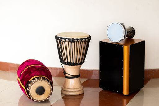 The djembe goblet drums laid on the floor