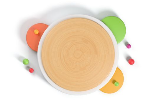An overhead shot of a product podium