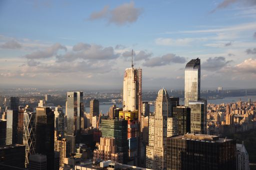 A bird's eye view of the skyline of New York City, USA