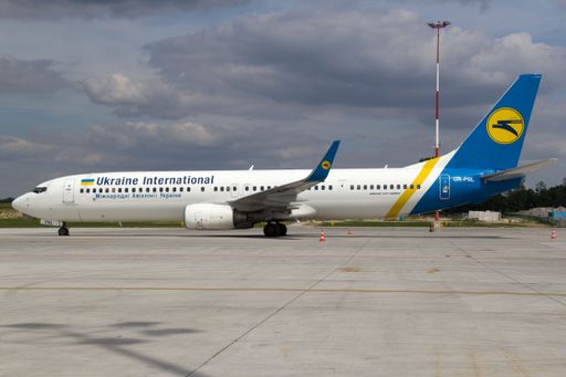 The Boeing 737-900 (B739) of Ukraine International Airlines parking at Cracow Airport