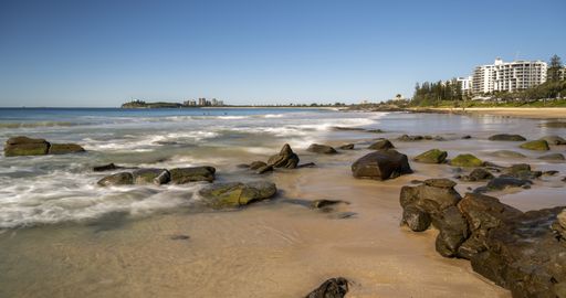 A beautiful scenery of rock formations on the coast in Mooloolaba, Australia