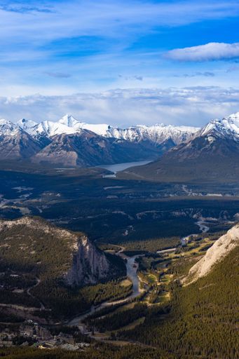 A beautiful vertical landscape of snowy mountains in Banff