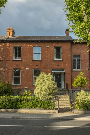 A vertical shot of luxury residential buildings in a neighborhood in Ballsbridge, Dublin, Ireland