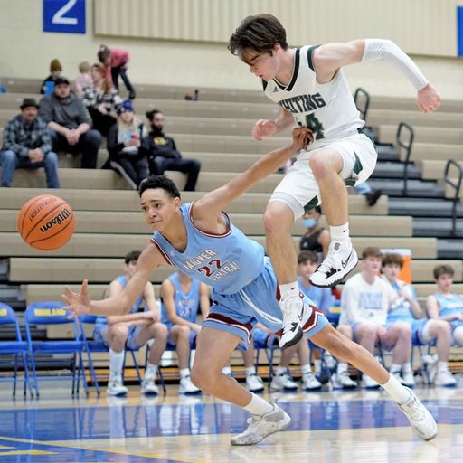 The Hanover Central and Whiting competing during a high school basketball competition in 2021 Indiana