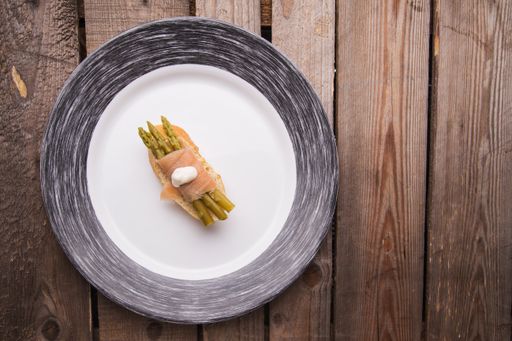 A closeup shot of tapa of wild asparagus in a plate