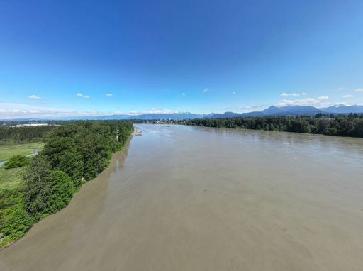A landscape view of the Fraser River. Vancouver, BC