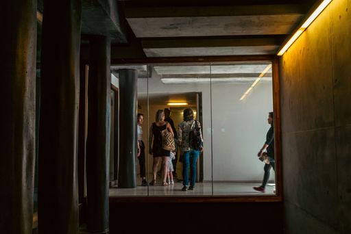 several people standing in MUCEM in Marseille