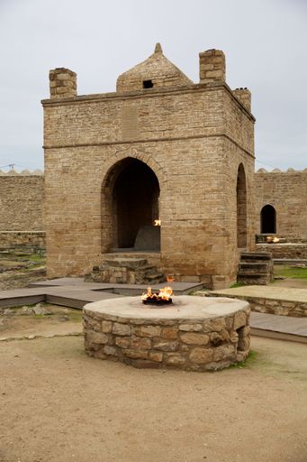 a vertical shot of an Atashgah Zoroastrian Fire Temple in Azerbaijan