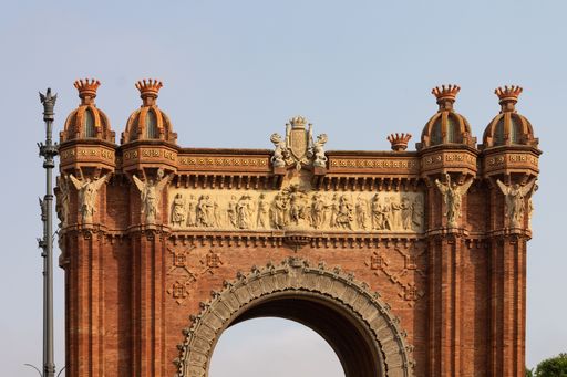 The historic Arc de Triomf in Promenade Passeig de Lluis Companys, Barcelona, Spain