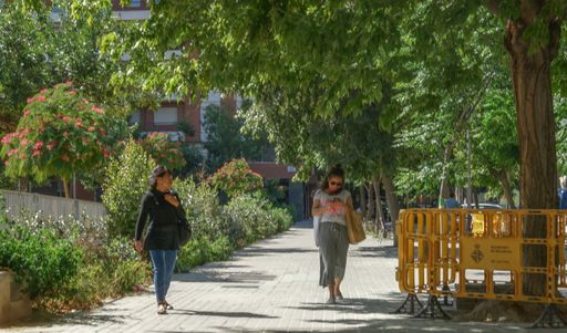 People on street during COVID-19 confinement in Barcelona,Spain. Coronavirus Social Distance.