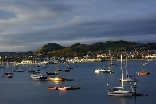 A beautiful view from the harbor of ships in the sea