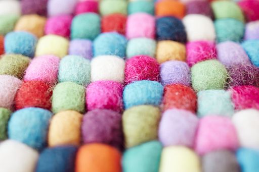 A closeup shot of colorful felt textile material background