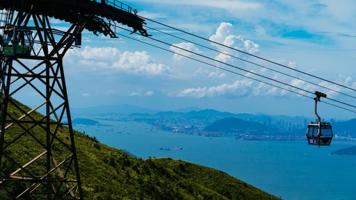 A Giant Buddha with cable car and Po Lin Monastery in Hong Kong