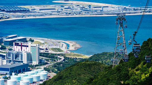 A Giant Buddha with cable car and Po Lin Monastery in Hong Kong