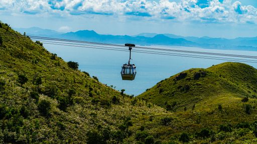 A Giant Buddha with cable car and Po Lin Monastery in Hong Kong
