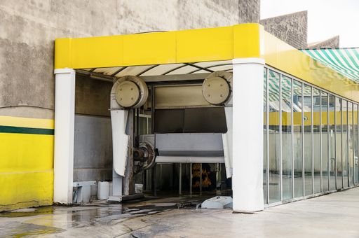 An outdoor car wash with modern technology
