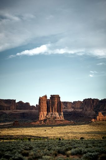 A beautiful scenery of a canyon landscape in Arches National Park, Utah - USA