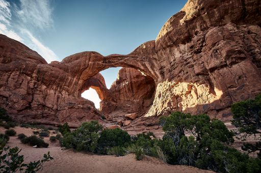A beautiful scenery of the Double Arch in Arches National Park, Utah - USA