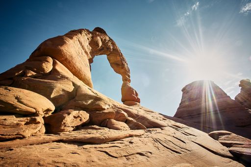 A beautiful scenery of the Delicate Arch in Arches National Park, Utah - USA