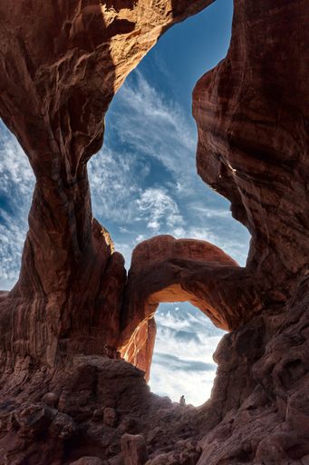 A beautiful scenery of the Double Arch in Arches National Park, Utah - USA