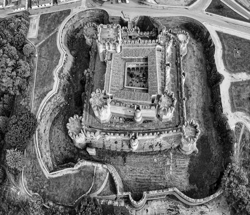 Castle of Coca in Segovia,Spain. Europe Drone Photo.