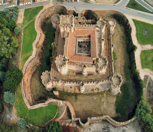 Castle of Coca in Segovia,Spain. Europe Drone Photo.