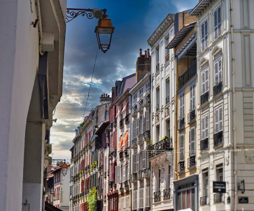 Buildings in the beautiful city of Bayonne. France. Europe.