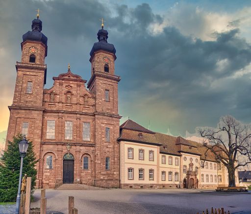 Historical Church in village of France near of Germany. Europe