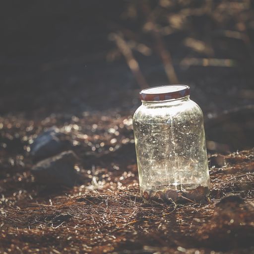 A closeup shot of a jar with collected coins