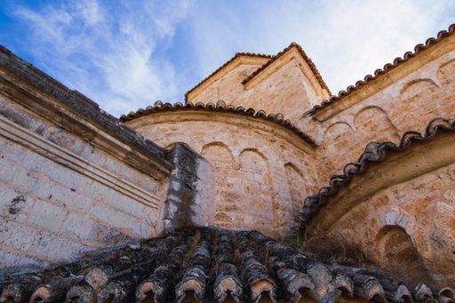 A low angle shot of the Hermitage of Nuestra Senora de La Anunciada, located in Uruena, Leon, Spain during daylight